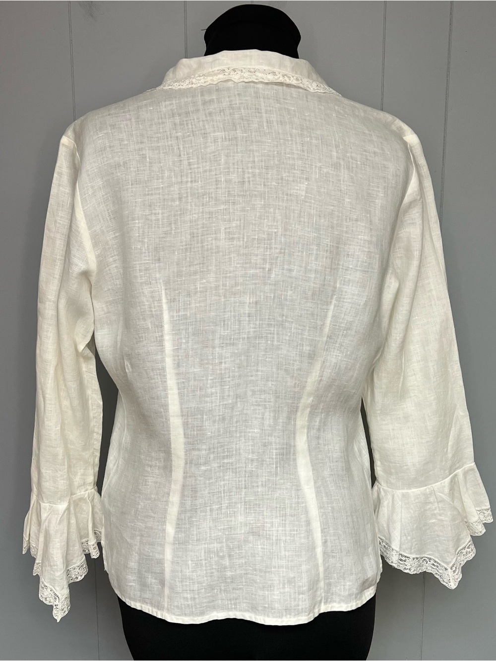 Lauren Ralph Lauren Linen Vintage Blouse Lace Pintuck Victorian Romantic Sz 8 - Picture 5 of 11